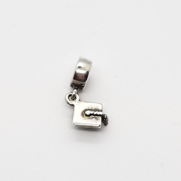 Pandora Grad Cap Dangle Charm Convocation Sterling - Picture 1 of 4